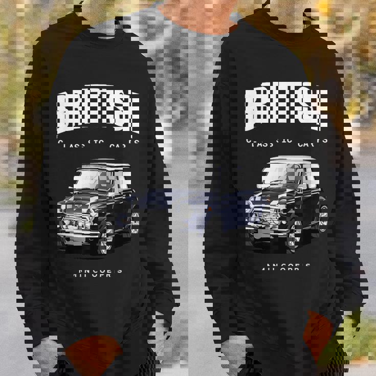 British Classic Car ダークブルー ミニスポーツカー スウェットシャツ 彼への贈り物