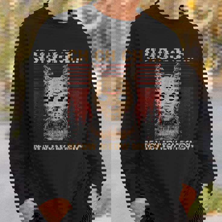 Ch Ch Chニャー ニャー 怖いフライデー ファニー ハロウィン スウェットシャツ 彼への贈り物