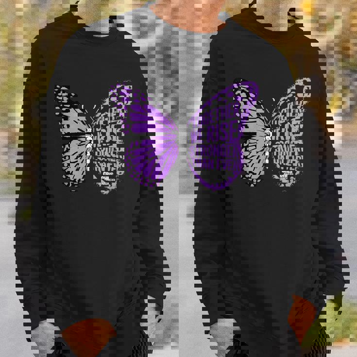 Crohns Awareness Together We Rise パープルリボン バタフライ スウェットシャツ 彼への贈り物