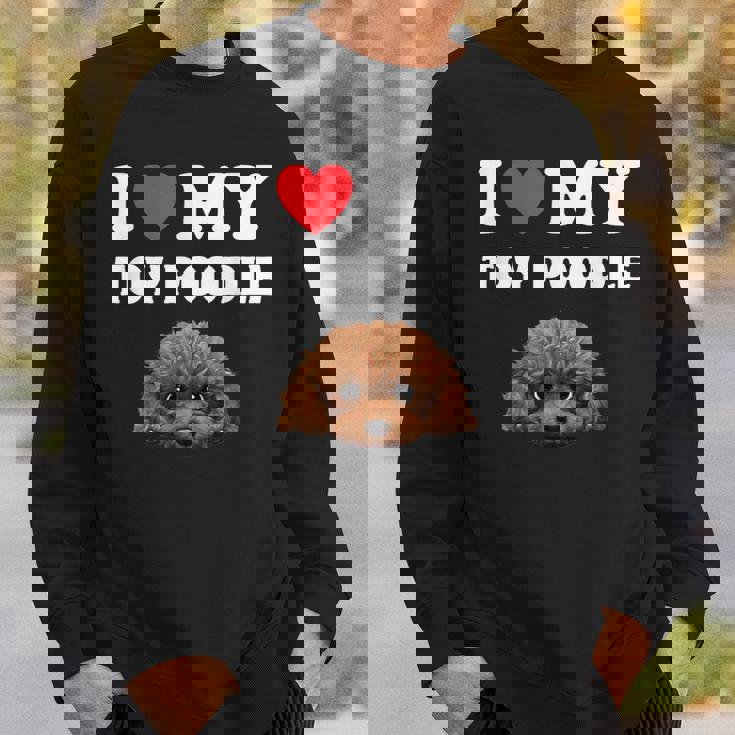 Cute I Love My Toy プードル 犬の飼い主 スウェットシャツ 彼への贈り物