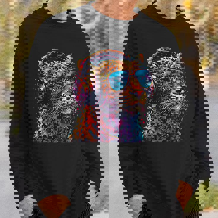 Dj Leopard Edm テクノハウス ダンスクラブ 音楽ヘッドフォン スウェットシャツ 彼への贈り物