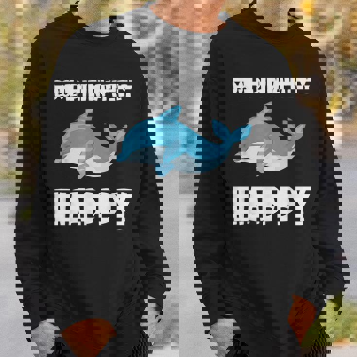 Dolphinately Happy ドルフィンズ イルカ 哺乳類 海 Dolphin ドルフィン スウェットシャツ 彼への贈り物