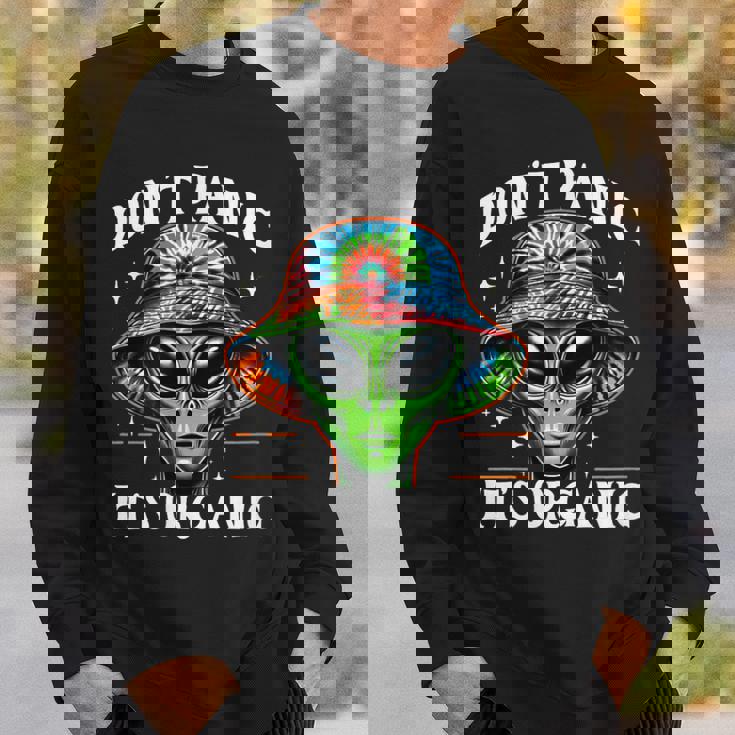 Don't Panic It's Organic Alien Ufo 面白いプリント スウェットシャツ 彼への贈り物