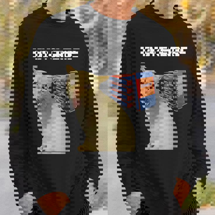 I Eat Cement Cursed Cat Weirdpecific Meme スウェットシャツ 彼への贈り物