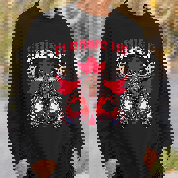 Elbows Up Canada ボクシング ムース メープルリーフ カナダの誇り スウェットシャツ 彼への贈り物