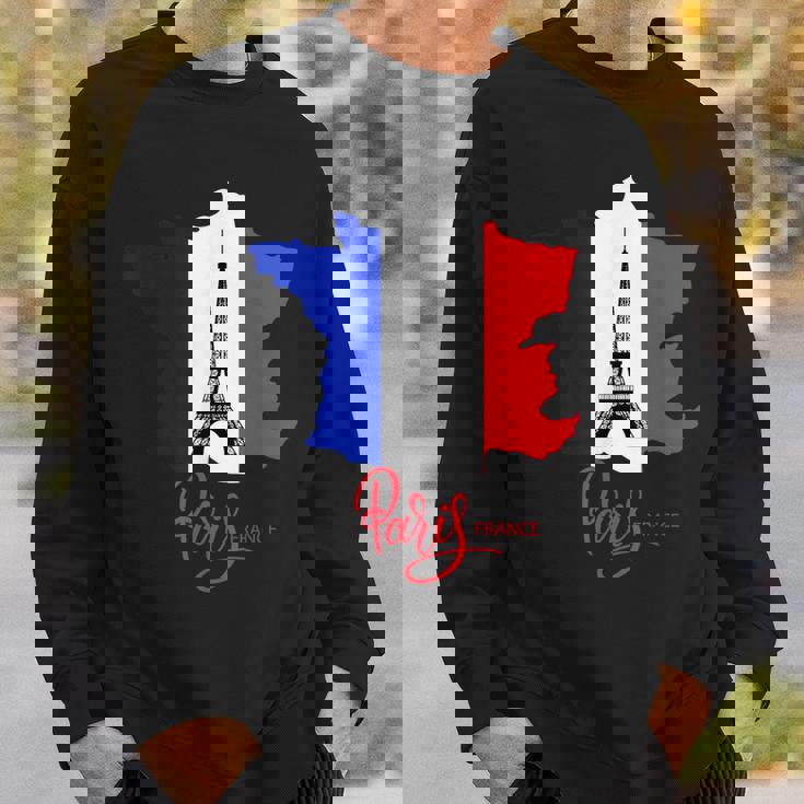 Enjoy Travel Paris France Flag & Eiffel Tower Graphic スウェットシャツ 彼への贈り物