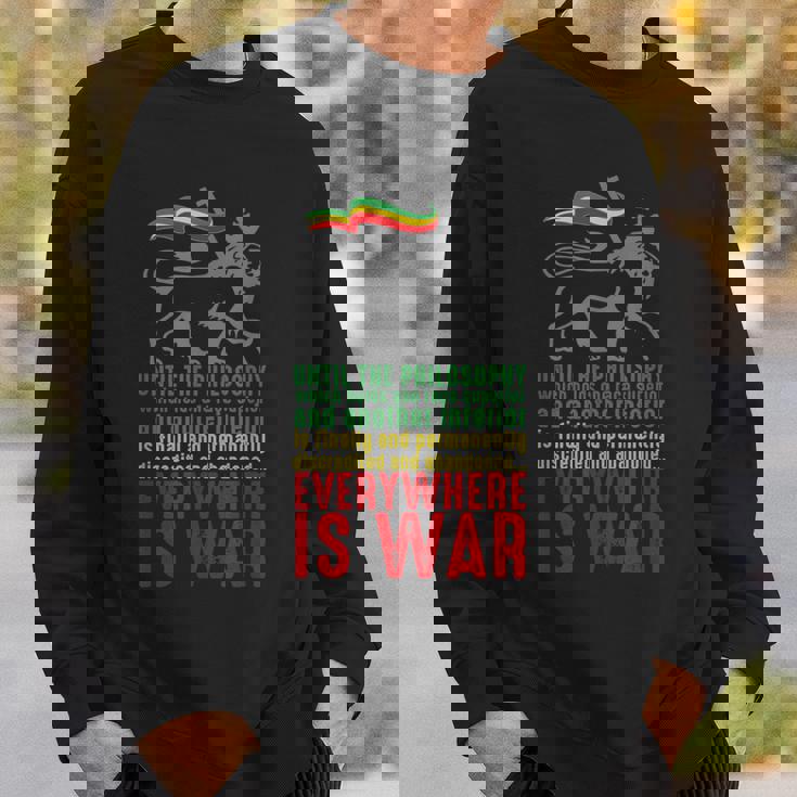 Everywhere Is War ハイレ・セラシエ演説 ユダのライオン レゲエ スウェットシャツ 彼への贈り物