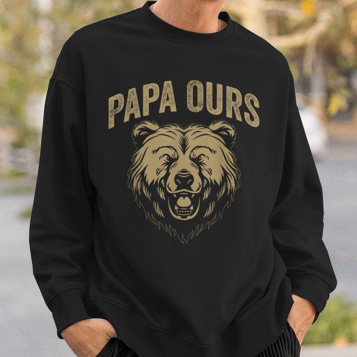 Sweatshirt "Papa Ours" - Hommage Aux Papas, Coupe Classique, Col Rond, 241 G