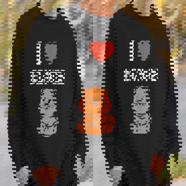Baby Beavers Minimalist Cute I Love Beaver スウェットシャツ 彼への贈り物