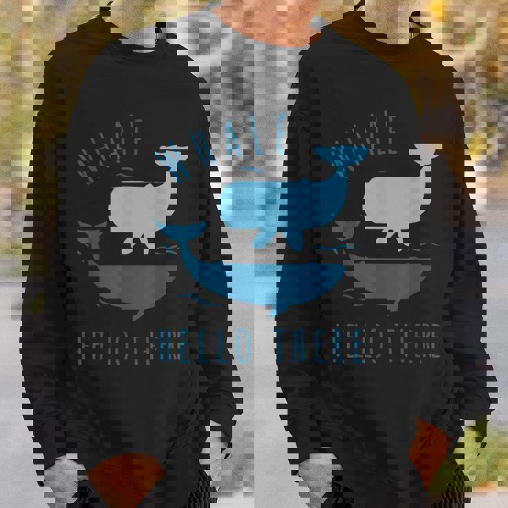 Whale Pun クジラ Hello There Hello Dort ファニークジラ スウェットシャツ 彼への贈り物