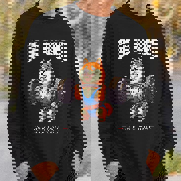 Go Hard Or Go Home 柴犬 犬 ウエイトリフティング フィットネス ジム スウェットシャツ 彼への贈り物