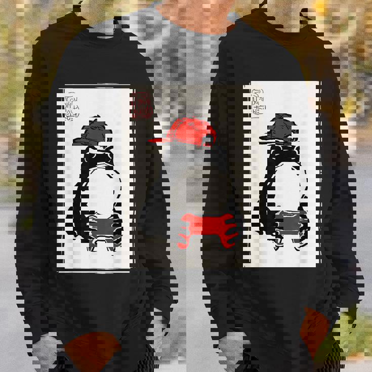 Grumpy Frog Gamer Bruh Ink Painting Japanese Gamer Sweatshirt Gifts for Him