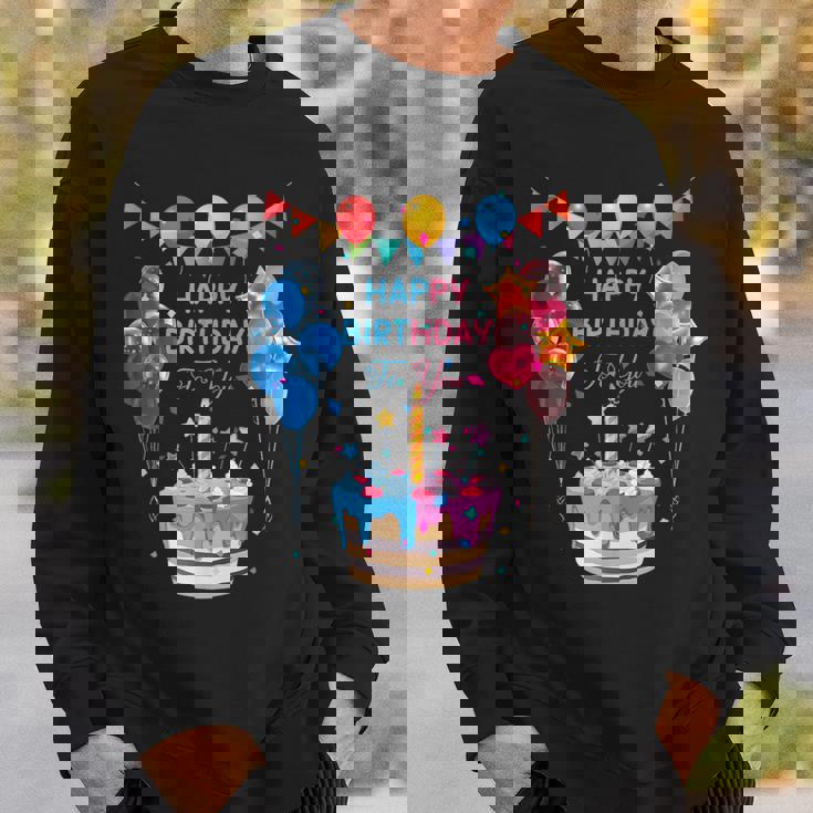 Happy Birthday To You ケーキとバルーンパーティー スウェットシャツ 彼への贈り物