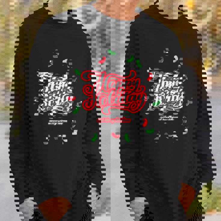 Happy Holiday And Merry Christmas Quote Festive Greetings スウェットシャツ 彼への贈り物