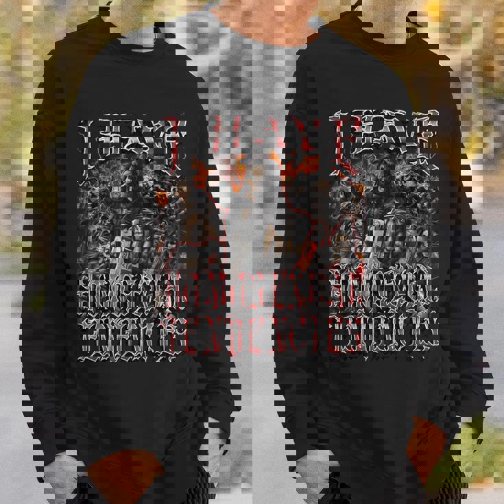 I Have Homosexual Tendencies 面白い ハード スケルトン ブーツレッグ スウェットシャツ 彼への贈り物