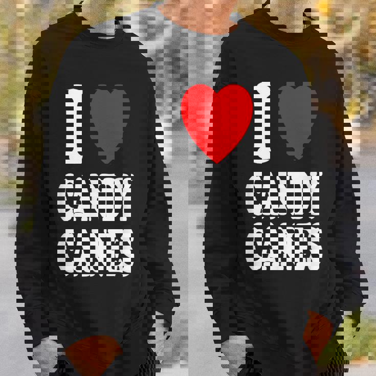 I Heart 愛 キャンディケーン 冬 ペパーミント クリスマス スウェットシャツ 彼への贈り物