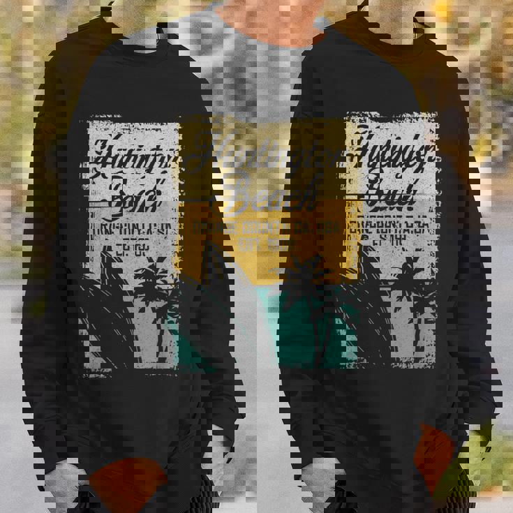 Huntington Beachurf City California アンティーク調サーフィン スウェットシャツ 彼への贈り物