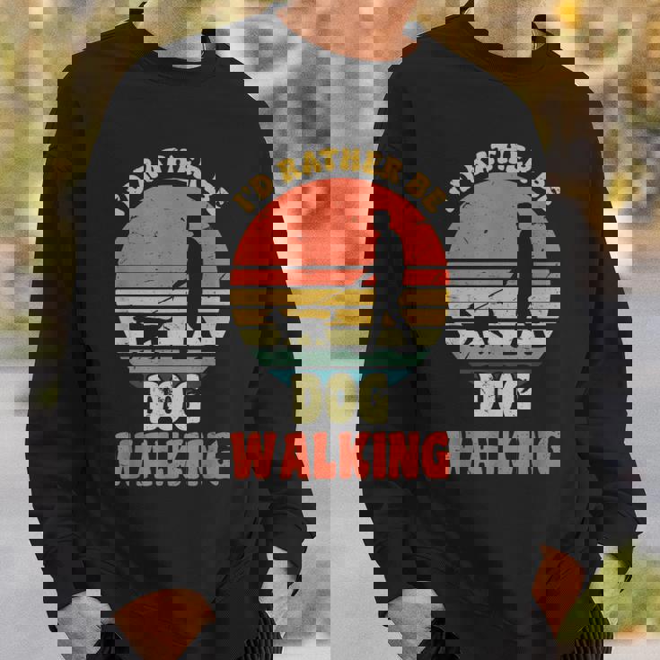 I'd Rather Be Dog Walking レトロ ラブドッグウォーカー スウェットシャツ 彼への贈り物