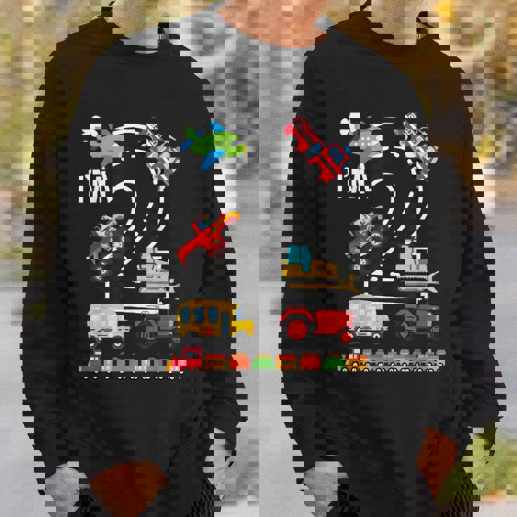 I'm 2 2歳の誕生日 トラック 乗り物 交通機関車 スウェットシャツ 彼への贈り物