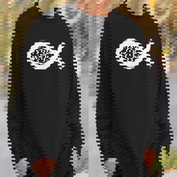 Ichthys イエスキリスト クリスチャン 魚のシンボル スウェットシャツ 彼への贈り物