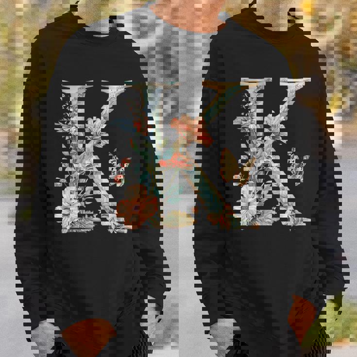 Idée-Cadeau Personnalisé Lettre K En Fleurs Et Papillons Sweater e Cadeaux pour lui