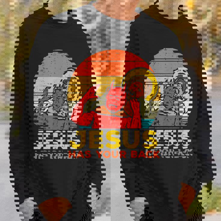 Jesus Has Your Back 柔術 レトロ クリスチャン スウェットシャツ 彼への贈り物