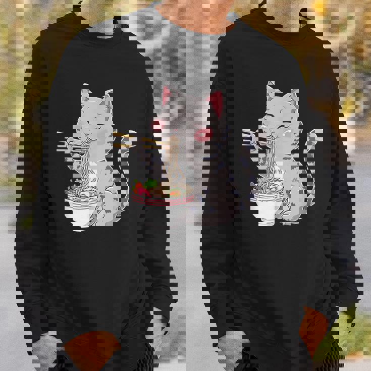 Kawaii Ramen Cat Neko Cute Anime Noodle Lover スウェットシャツ 彼への贈り物