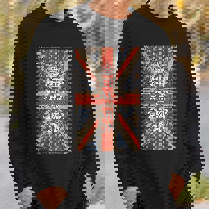 Keep Calm And Carry On Uk Flag スウェットシャツ 彼への贈り物