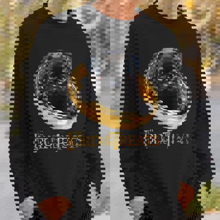 Lord Of The Treats 御馳走の主-クリスマスのための面白い黒いパグ犬 スウェットシャツ 彼への贈り物