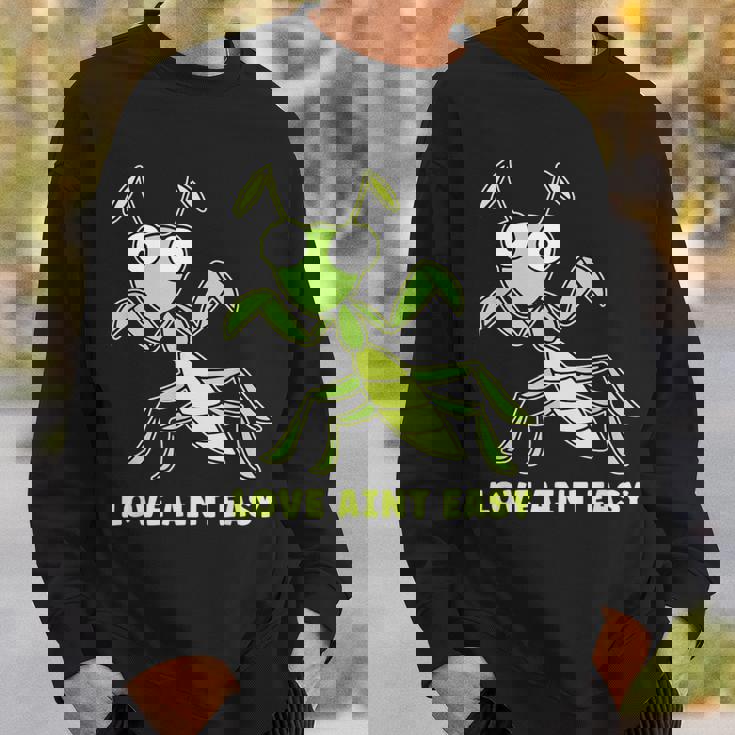 Love Ain't Easy カマキリ ユーモア 昆虫 恋人 ジョーク スウェットシャツ 彼への贈り物