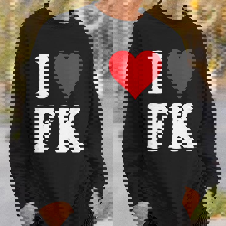 I Love Fk Initials I Heart FK First Last Name F K スウェットシャツ 彼への贈り物
