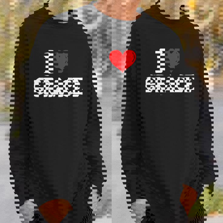I Love Grace I Heart Grace ファーストネーム グレース ジョーク 面白い スウェットシャツ 彼への贈り物