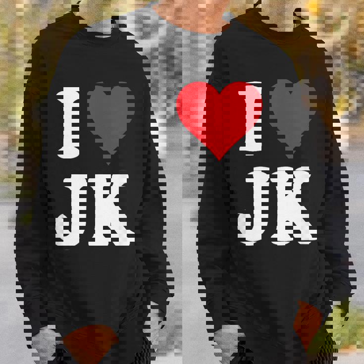 I Love Jk Initials I Heart JK First Last Name J K スウェットシャツ 彼への贈り物