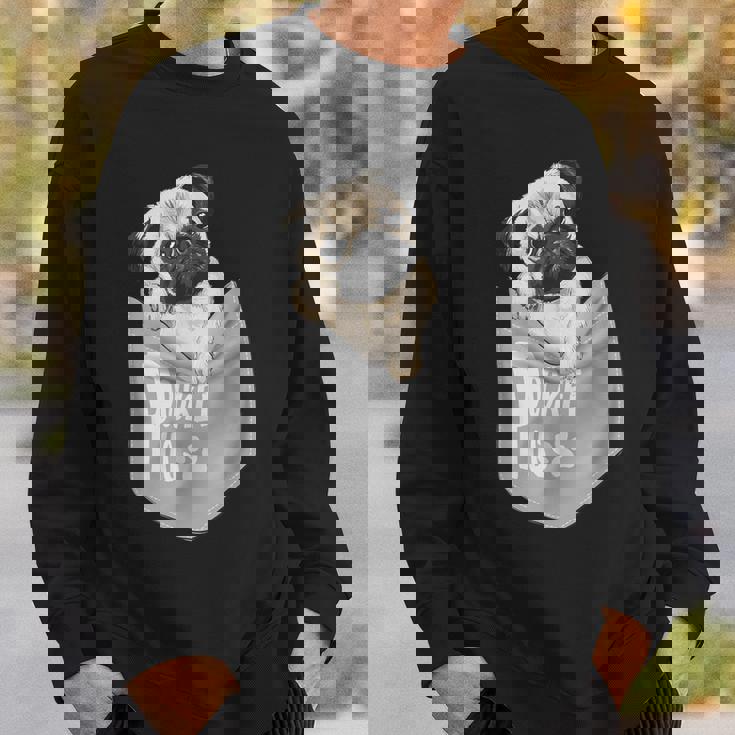 Love Pugs かっこいいポケットパグ ペット 犬 グラフィックデザイン スウェットシャツ 彼への贈り物