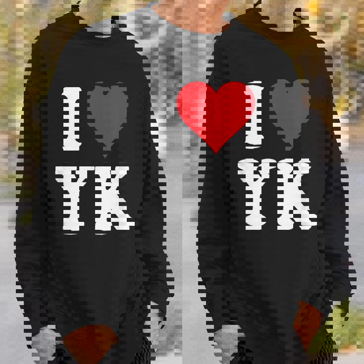 I Love Yk Initials I Heart YK First Last Name Y K スウェットシャツ 彼への贈り物