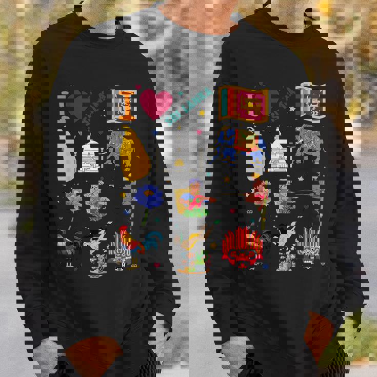 I Loveri Lanka 手描きのスリランカのランドマーク、旗、地図 スウェットシャツ 彼への贈り物