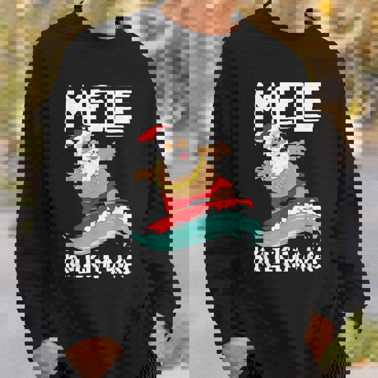 Mele Kalikimaka ハワイアン クリスマス ハワイ サーフィン サンタ スウェットシャツ 彼への贈り物
