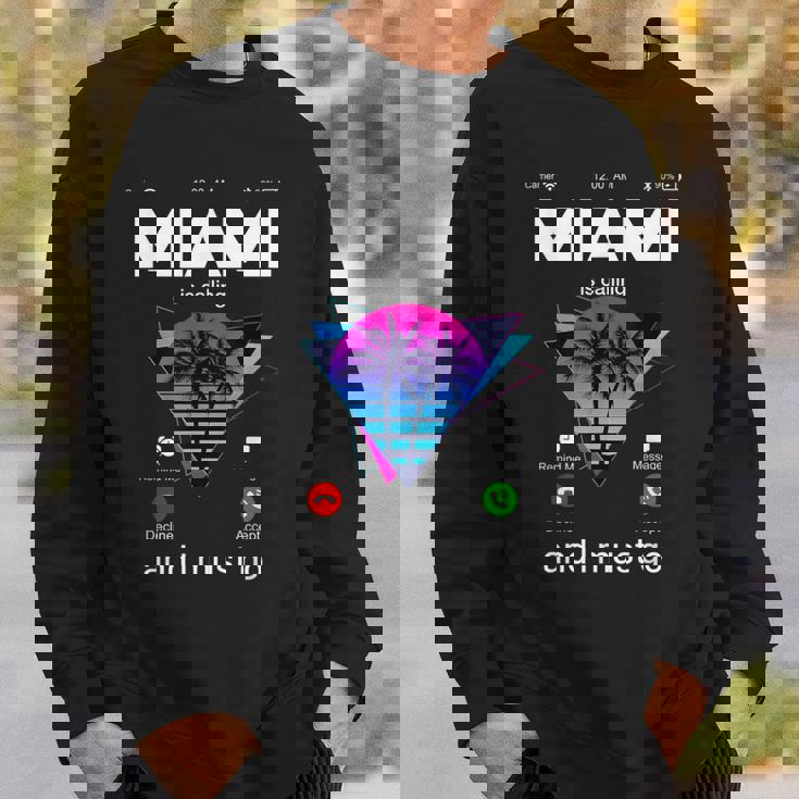 Miami Is Calling & I Must Go Illustration Graphic s スウェットシャツ 彼への贈り物