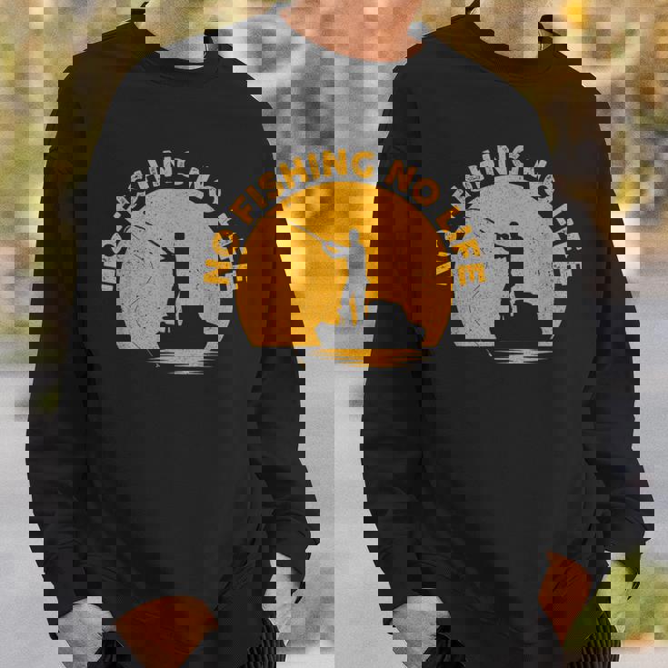 No Fishing No Life 釣り フィッシング ロゴ プリント スウェットシャツ 彼への贈り物