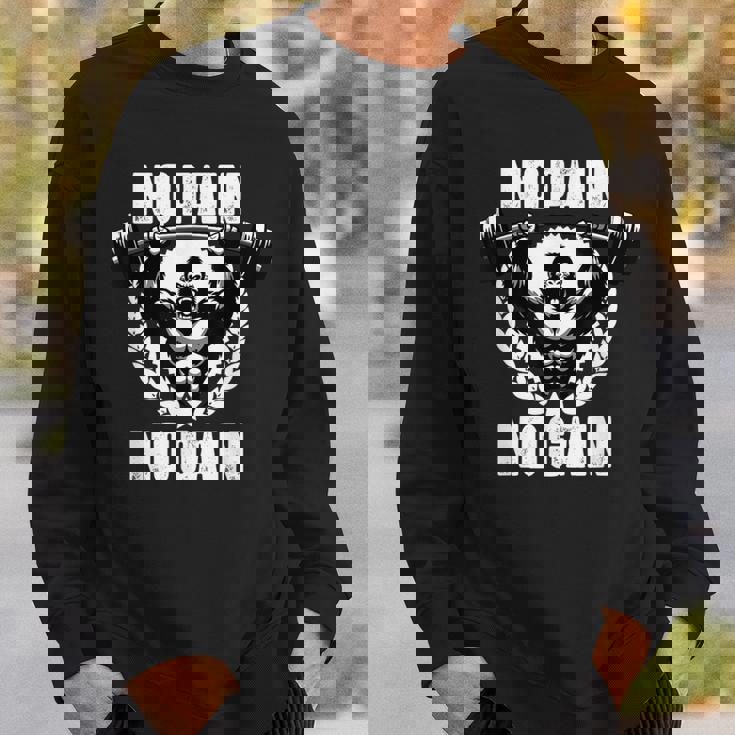 No Pain No Gain ウェイトリフティング ワークアウト ジム 引用 ジム フィットネス スウェットシャツ 彼への贈り物