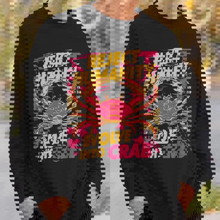 Reject Humanity Evolve To Crab ファニーカニ スウェットシャツ 彼への贈り物