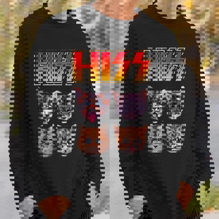Hiss Cat Cat Lover Kittens Rock Music Cat Hiss スウェットシャツ 彼への贈り物
