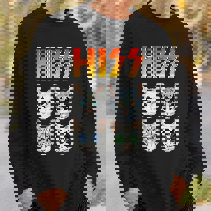 Hiss 猫 子猫 ニャー ロッカー パロディ バンド 面白い 猫好き スウェットシャツ 彼への贈り物