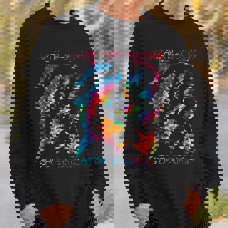 Stop Finning ジンベエザメ シュモクザメサメの種類タイダイ スウェットシャツ 彼への贈り物