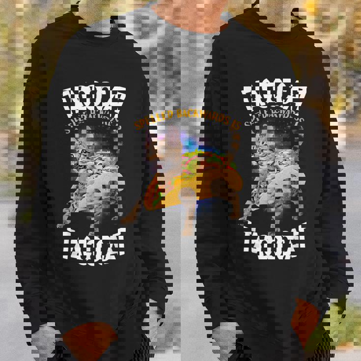 Tacocatpeled Backward シャツ シンコ・デ・マヨ 猫 タコス好き スウェットシャツ 彼への贈り物