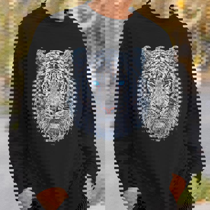 Tiger Lover 青い目の動物 ホワイトタイガー スウェットシャツ 彼への贈り物