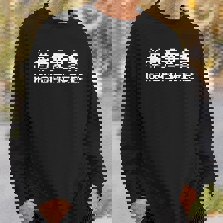 We Come In Piece レトロゲーム 90年代アーケードゲームピクセルアート スウェットシャツ 彼への贈り物