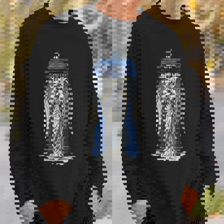 Weeping Angel With Blue Police Box 1 Fan Fun Sweatshirt Gifts for Him