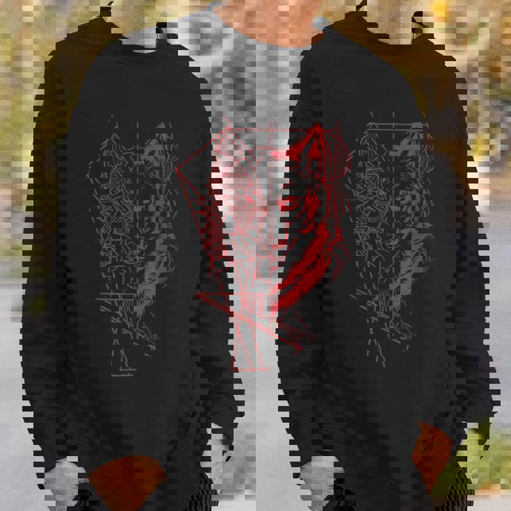 Wolf Products 幾何学模様 アウトドア オオカミ スウェットシャツ 彼への贈り物