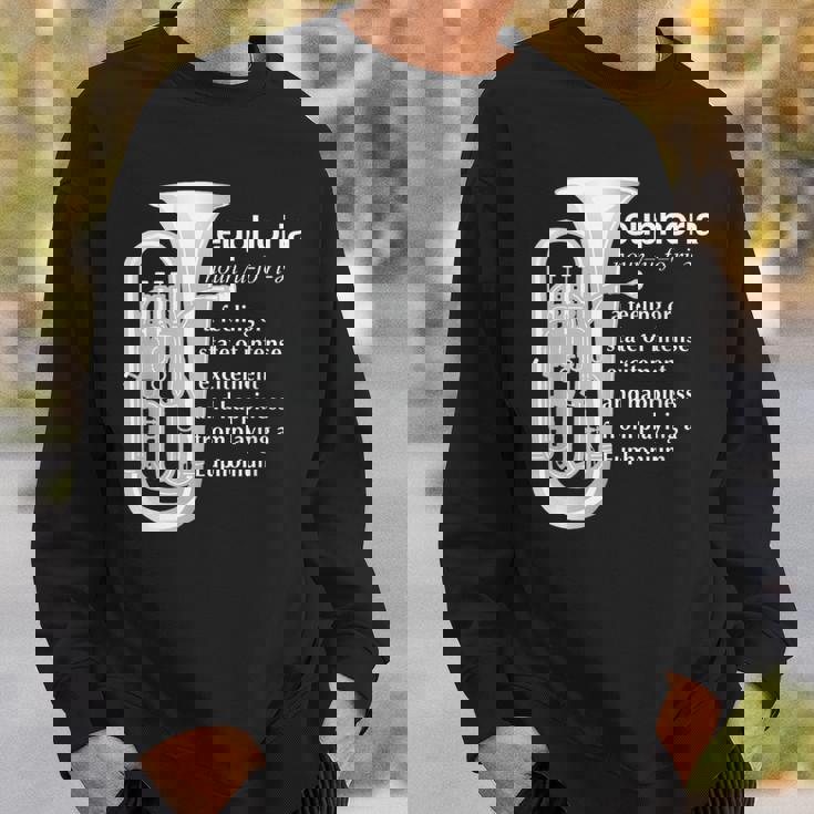 「Euphoria」吹奏楽のためのユーフォニアムユーモア 面白いユーフォニアム スウェットシャツ 彼への贈り物